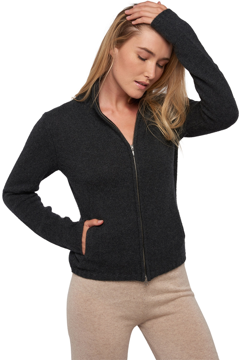 Elodie women's cashmere - anthracite marl - Mahogany