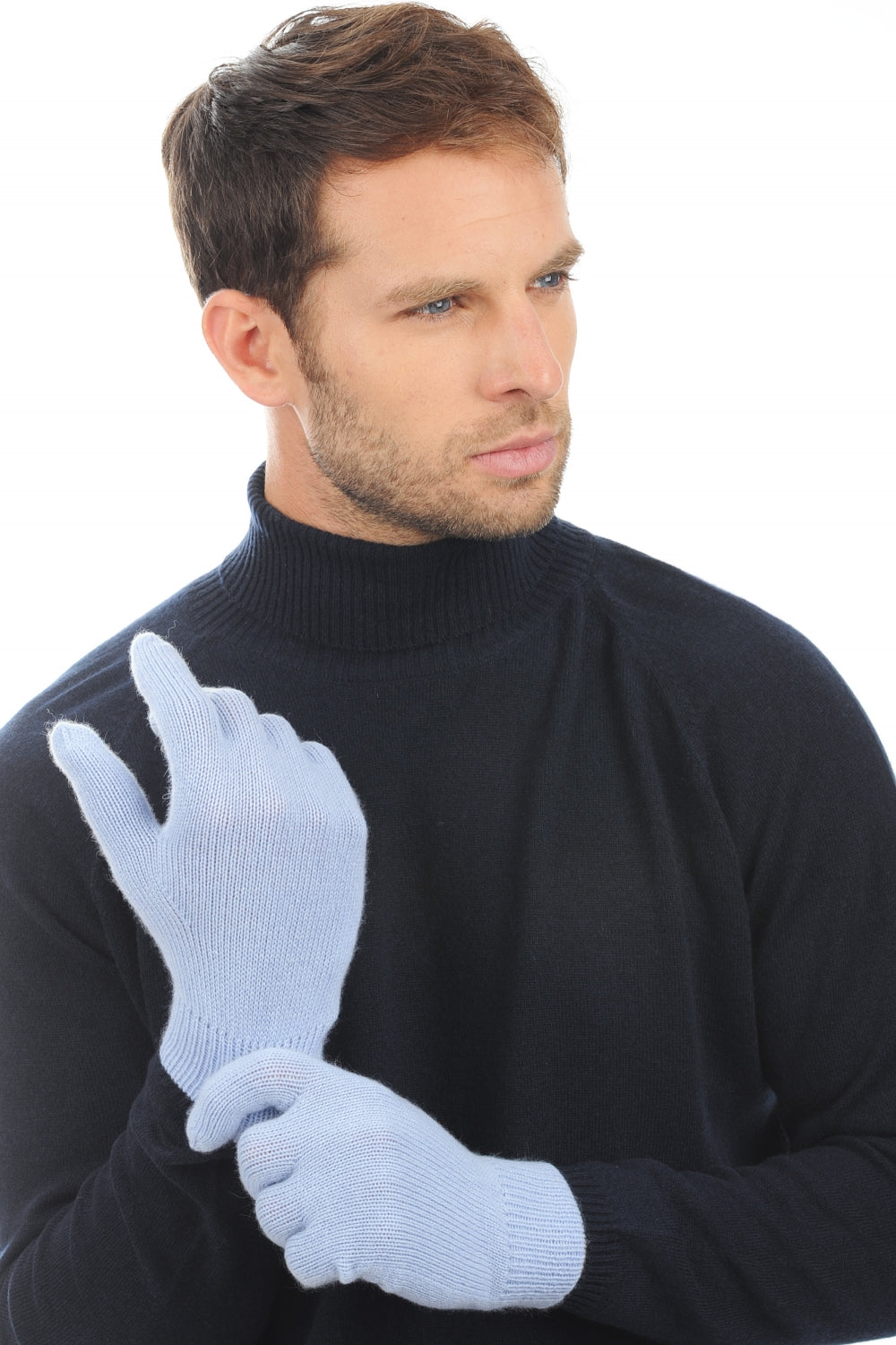 Manous in men's cashmere - sky blue - Mahogany