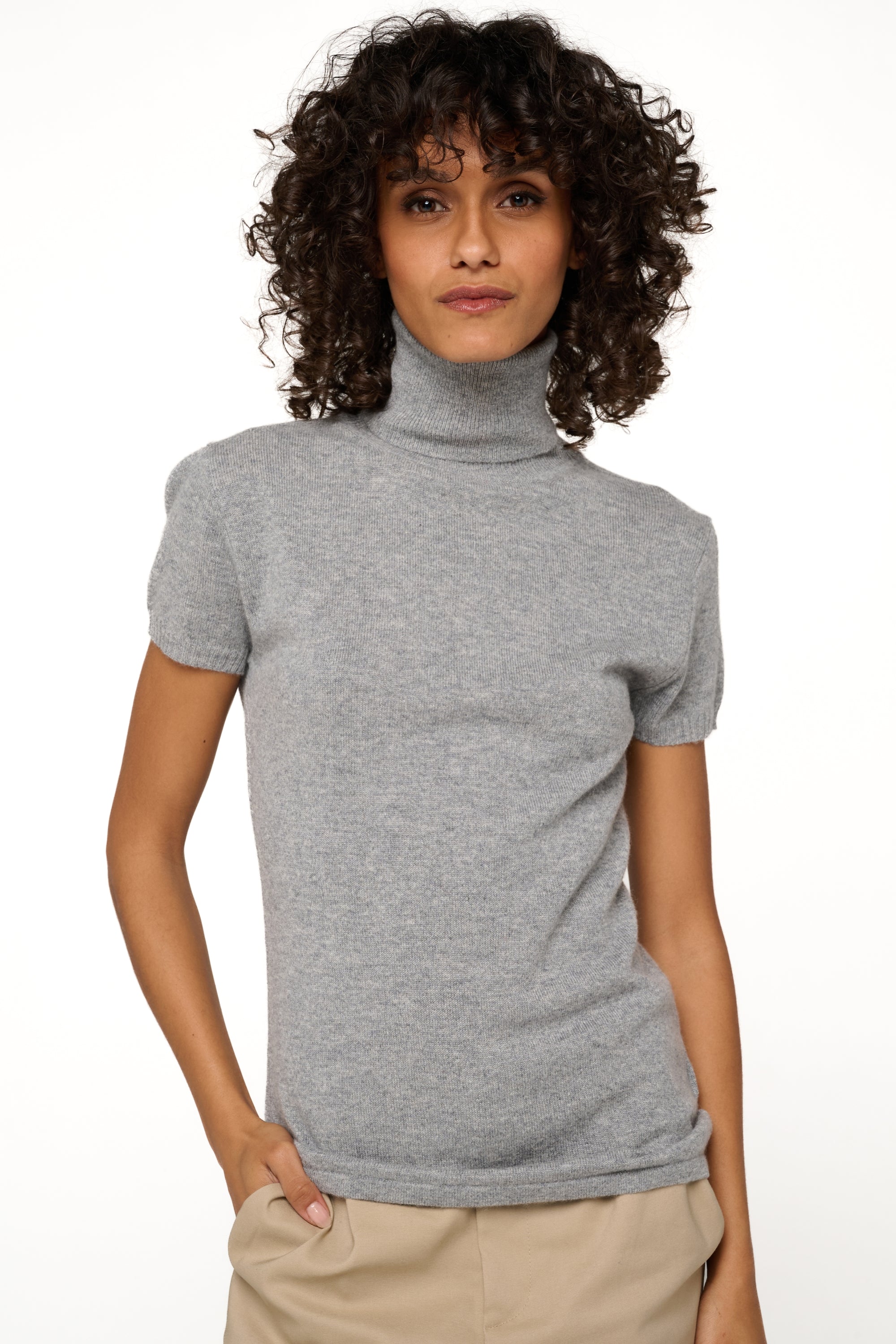 Olivia cashmere women's jumper - grey marl - Mahogany