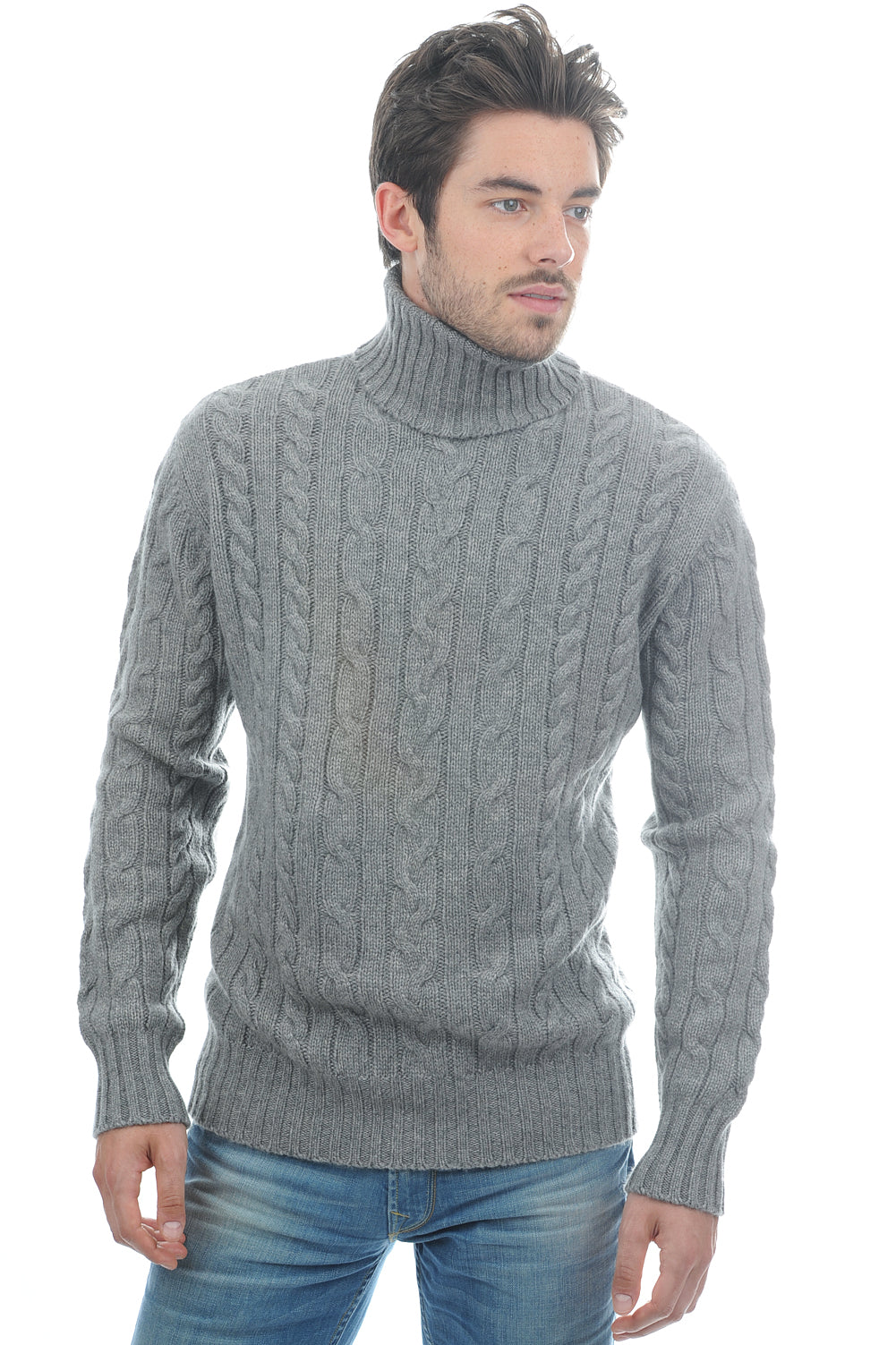 Lucas in men's cashmere - heathered grey - Mahogany