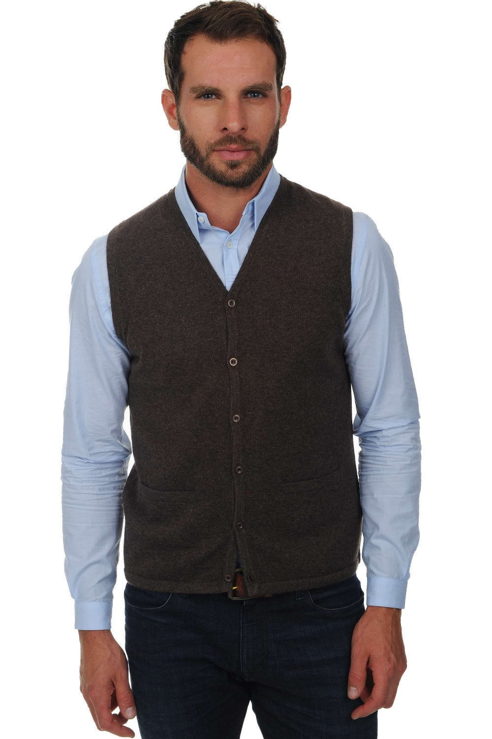 Basile cashmere jumper for men - marl brown - Mahogany