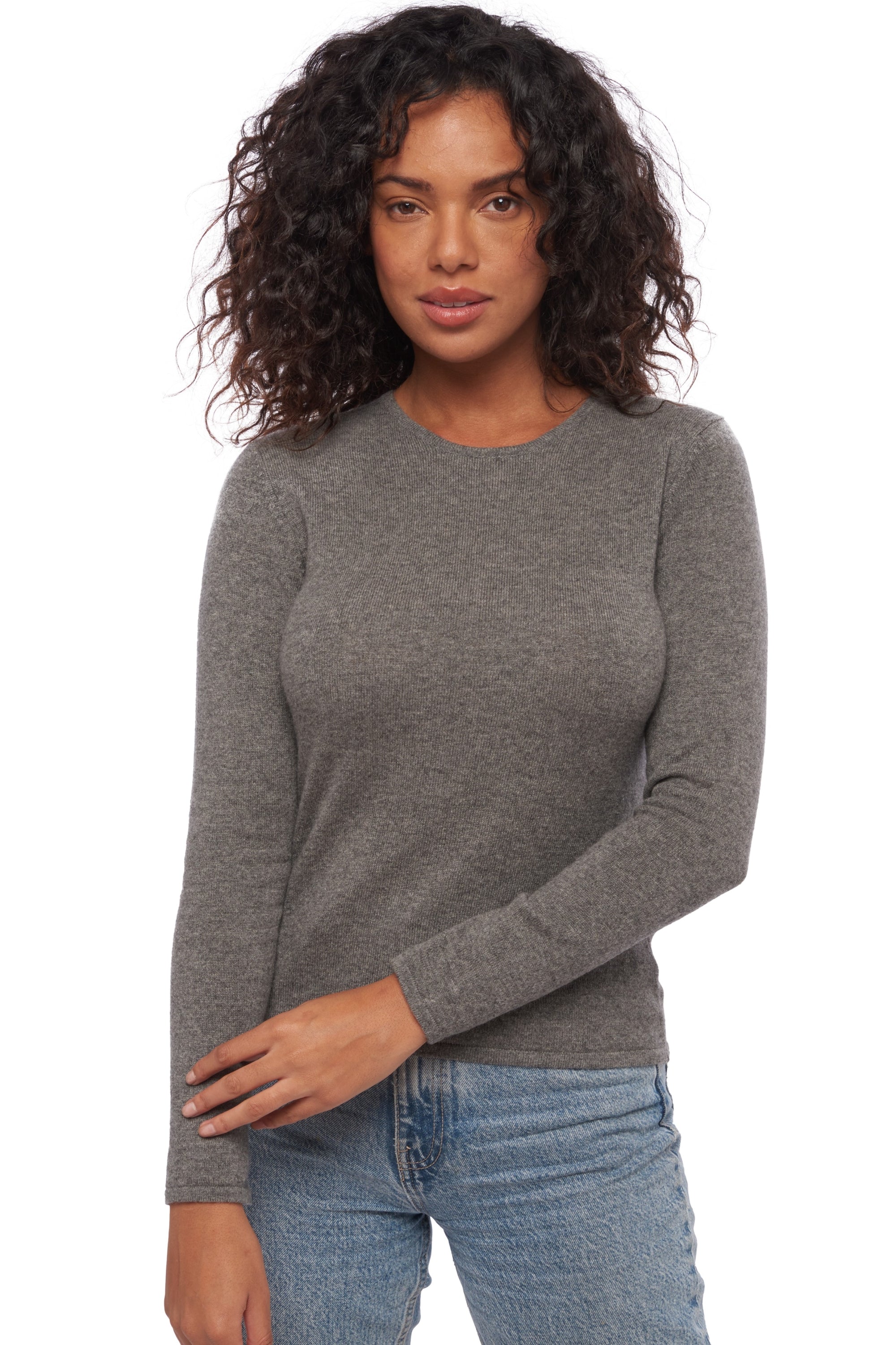 Line women's cashmere jumper - marmotte marl - Mahogany