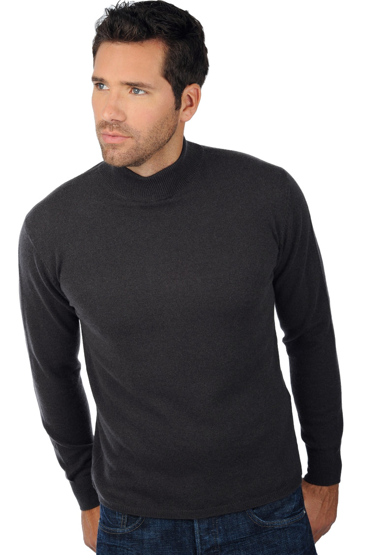 Cashmere jumper, 100% cashmere, men's, roll neck / funnel neck, straight cut, long sleeves, standard / 2 and 4 ply, standard knit, Mahogany