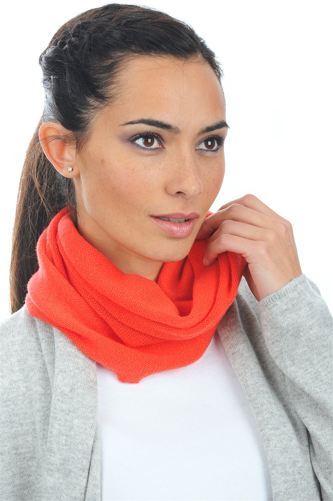 Fraise cashmere women's jumper - luminous coral - Mahogany