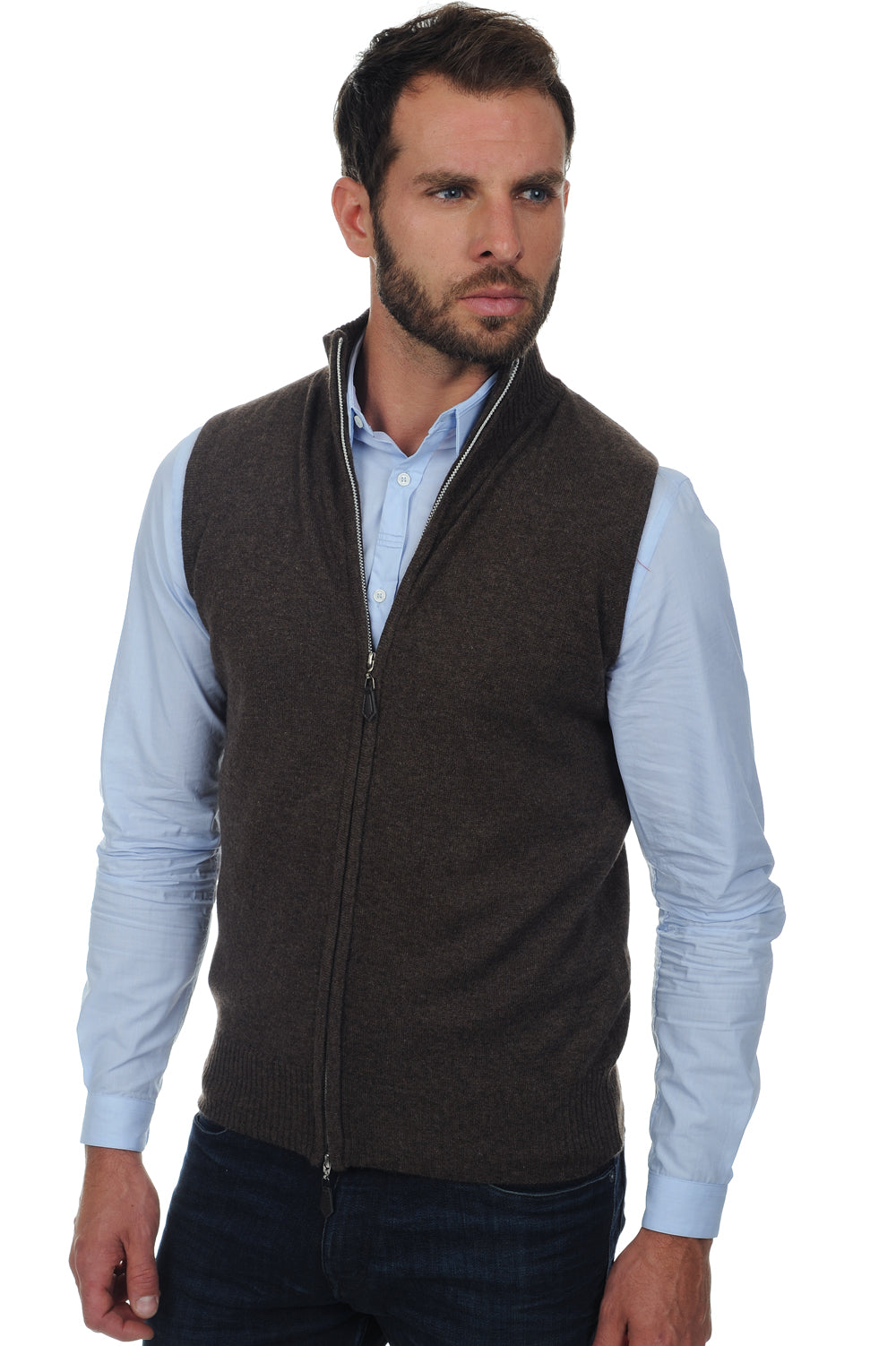 Dali men's cashmere jumper - flecked brown - Mahogany