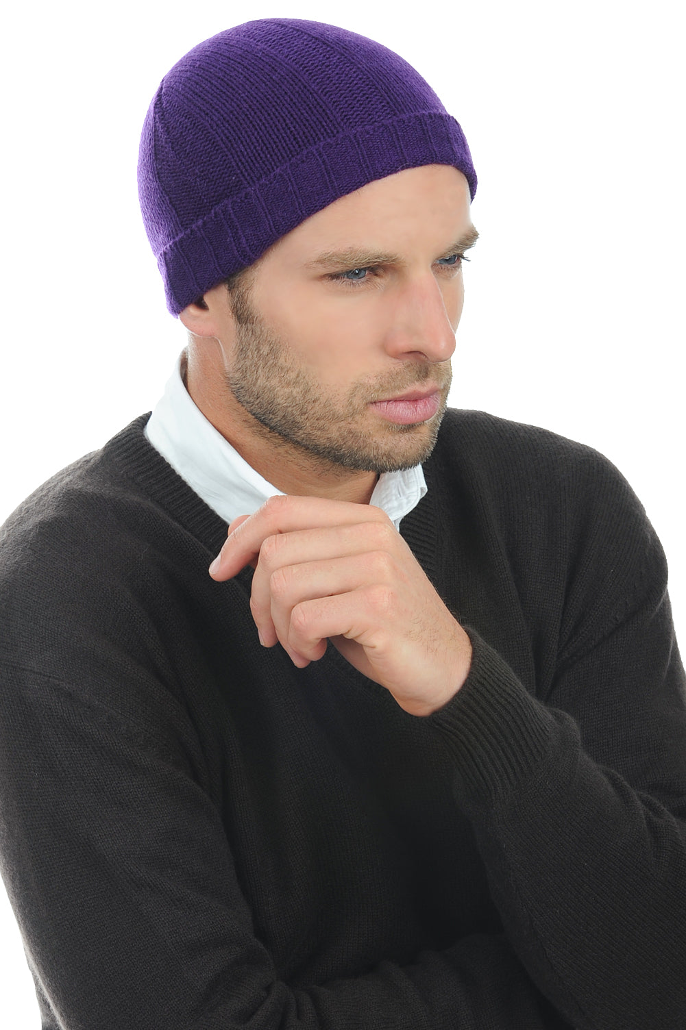 Ted in cashmere for men - vivid violet - Mahogany
