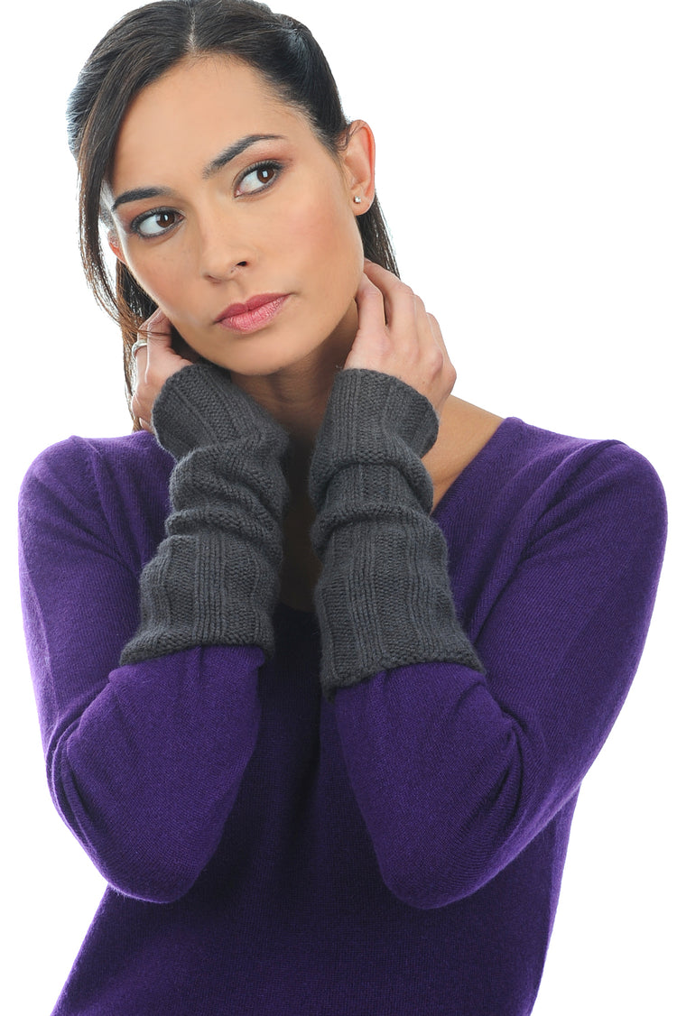 Cashmere mittens, 100% Cashmere, women's, chunky / 6 ply and over, ribbed, Mahogany