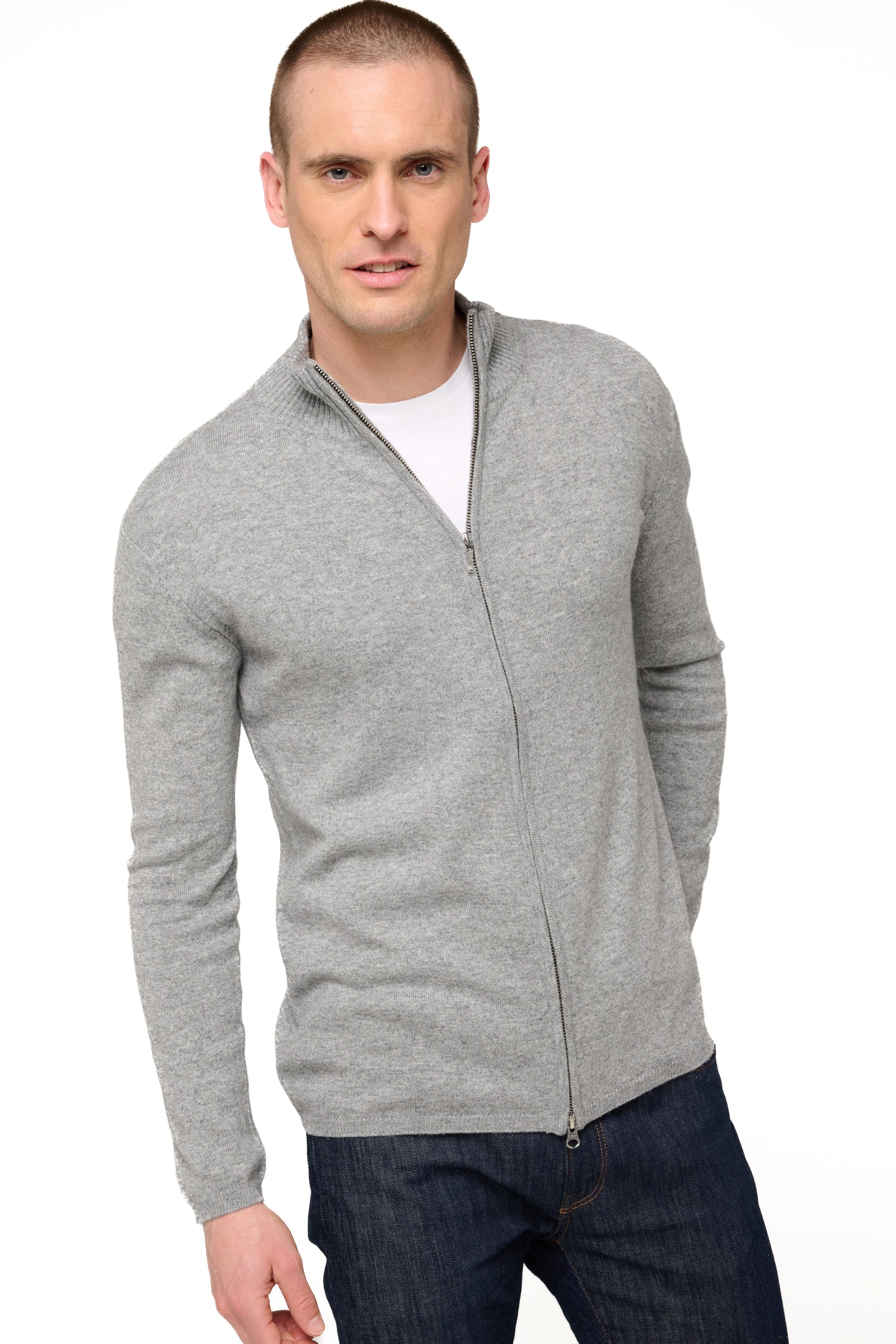 Elton in cashmere for men - flecked grey - Mahogany