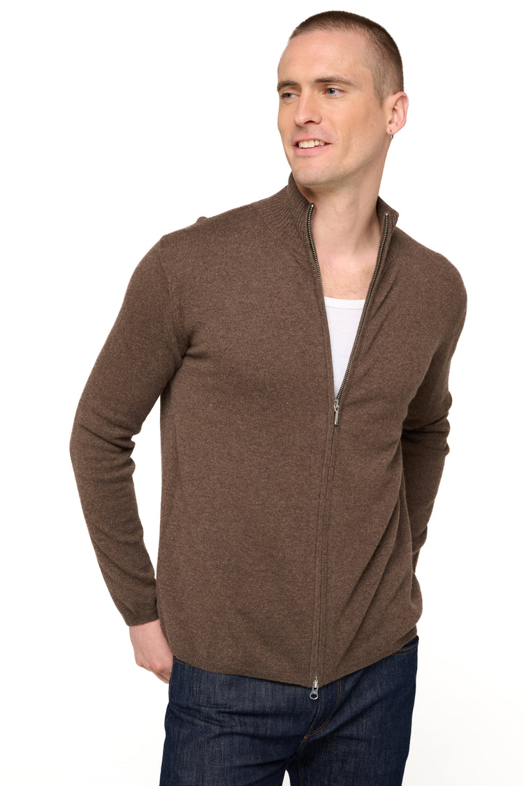 Elton in cashmere for men - flecked brown - Mahogany