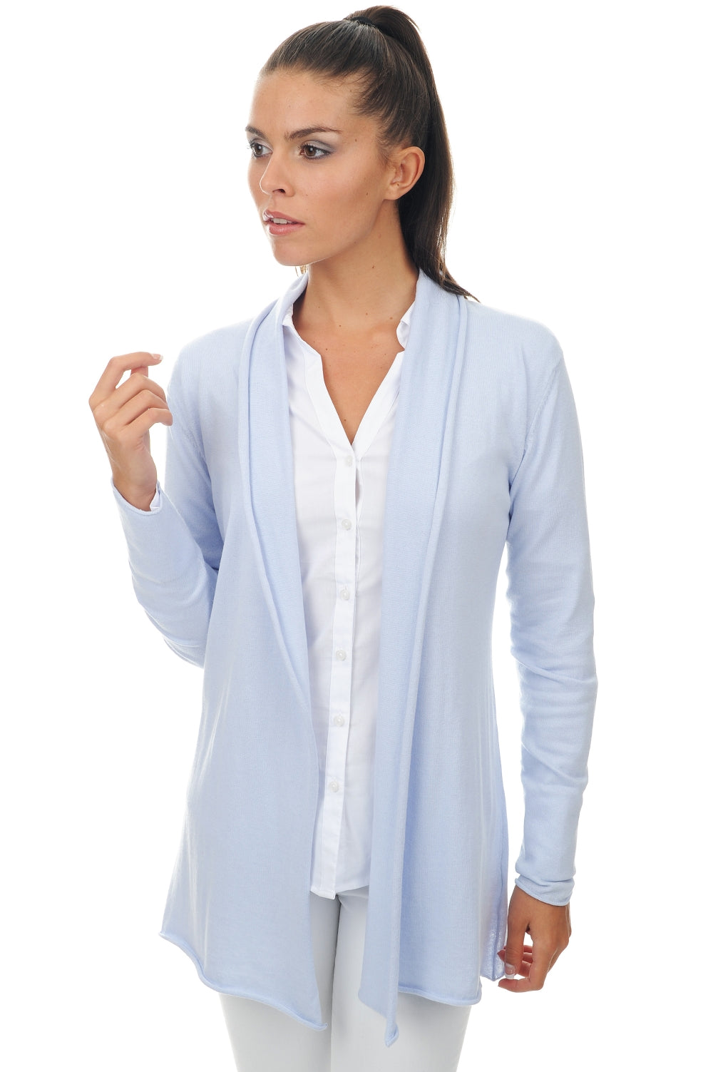 Perlette in cashmere and cotton for women - sky blue - Mahogany