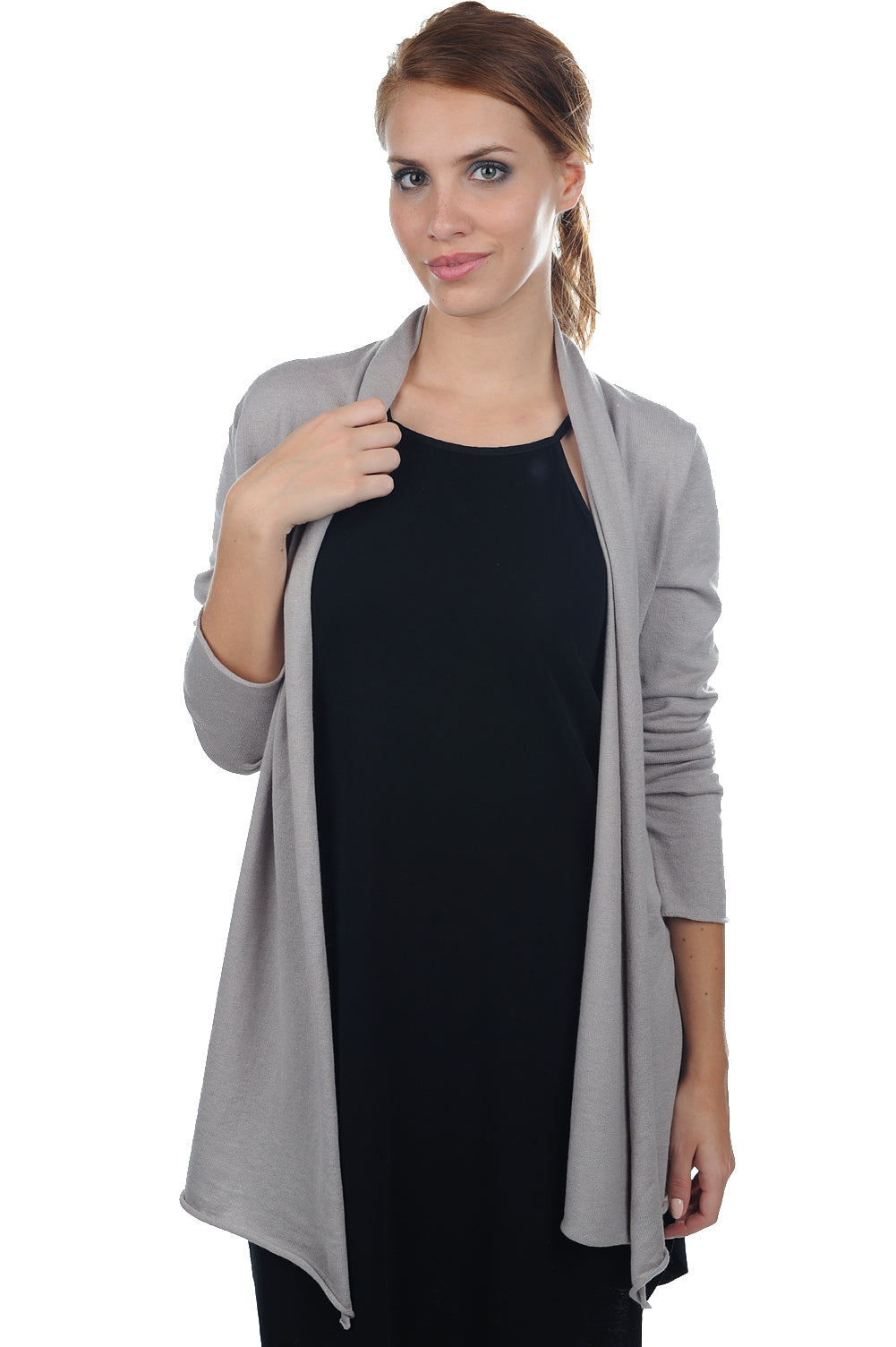 Perlette in cashmere and cotton for women - taupe grey - Mahogany
