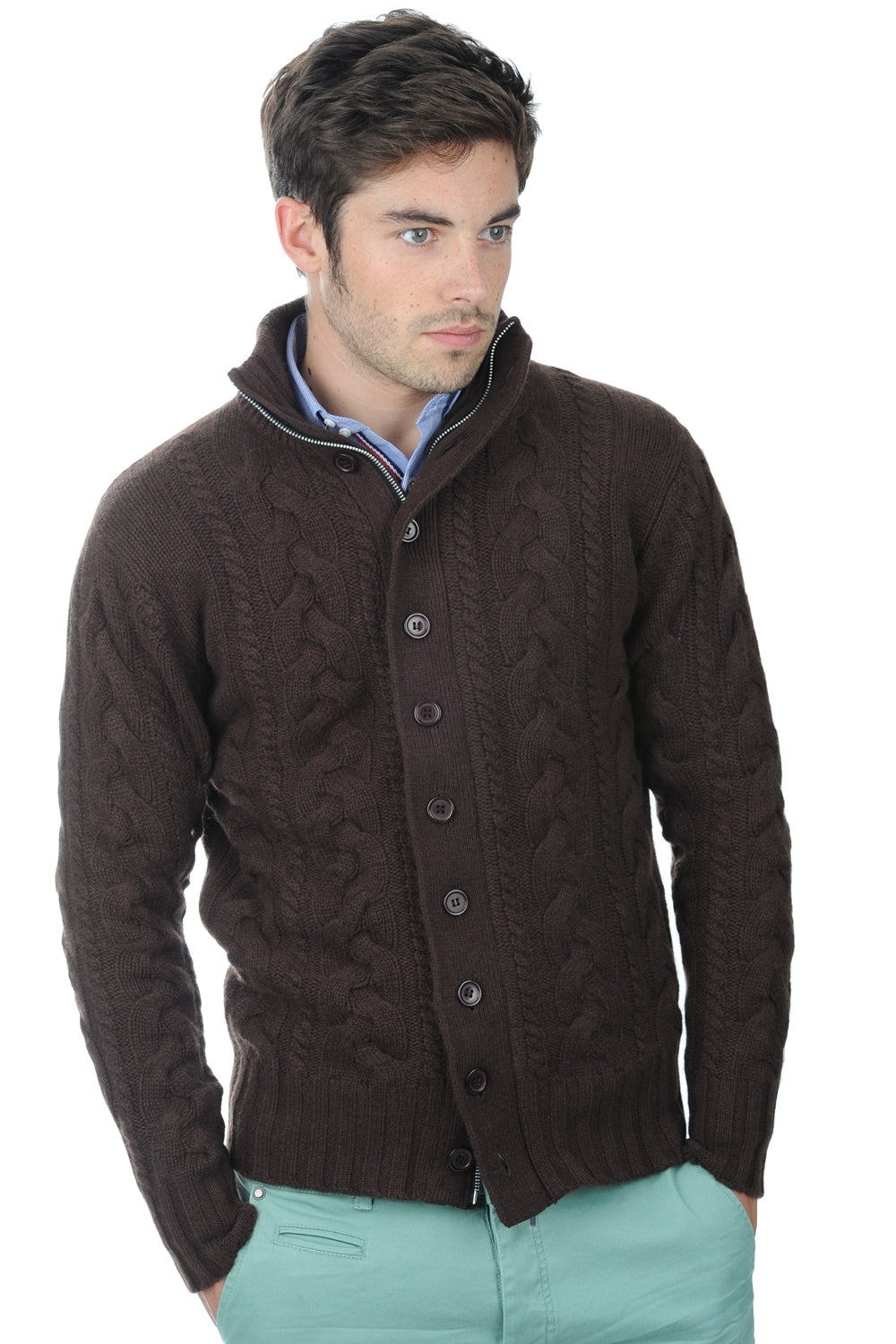 Loris men's cashmere jumper - cappuccino - Mahogany