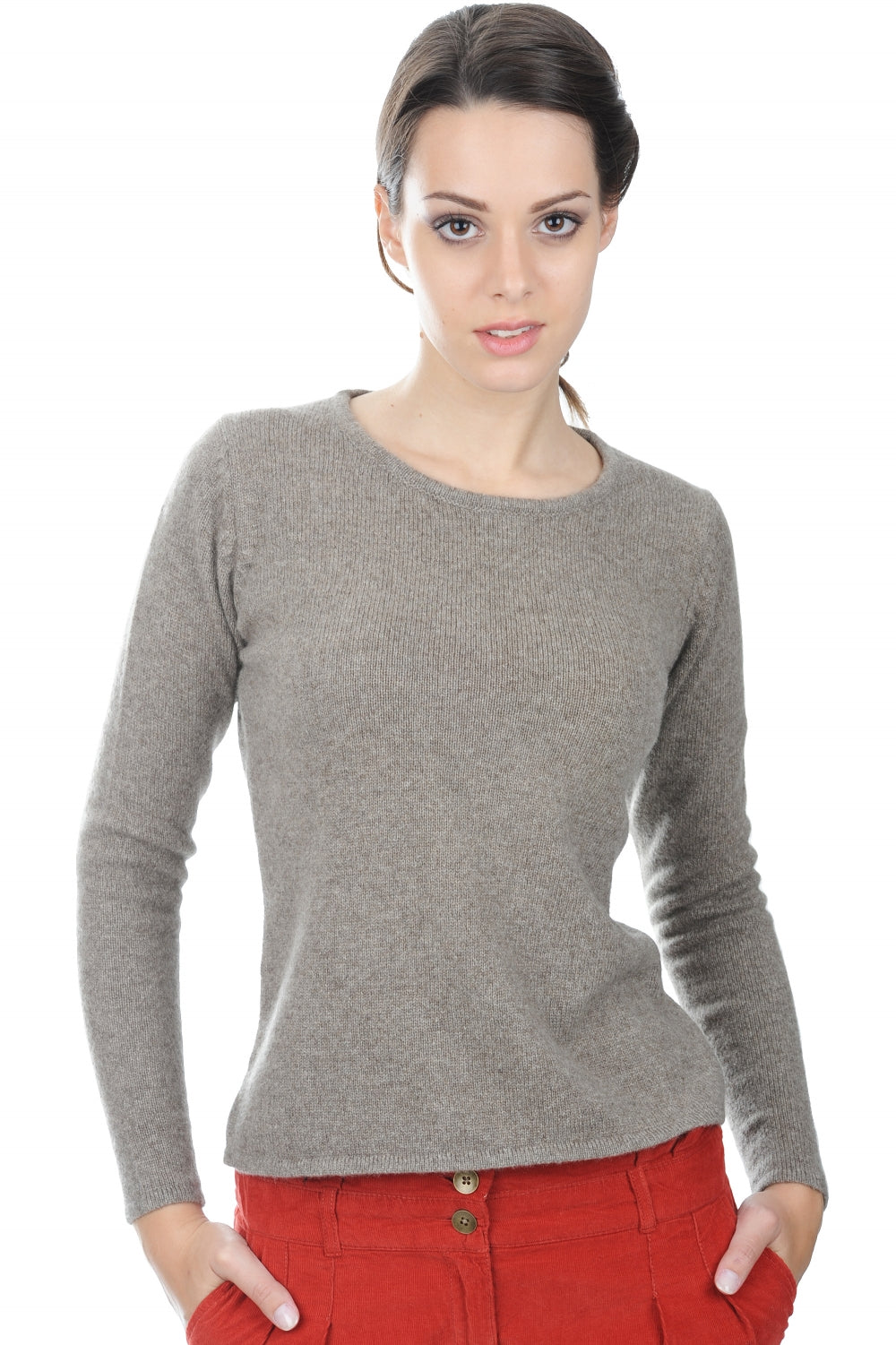 Yak jumper, 100% Yak, women, round neck, straight cut, long sleeves, regular / 2 and 4 ply, standard knit, Mahogany