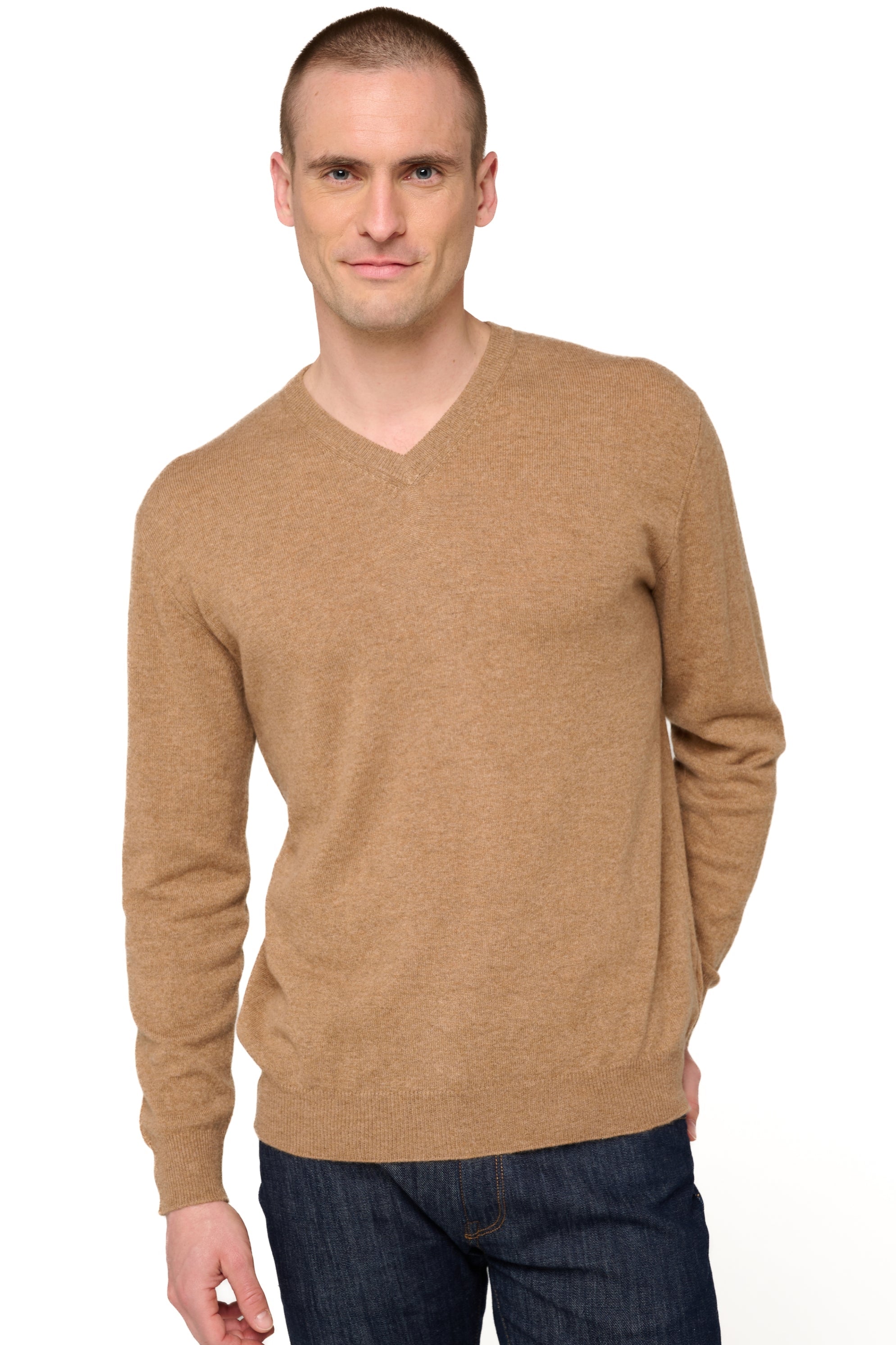 Gaspard men's cashmere - marl camel - Mahogany