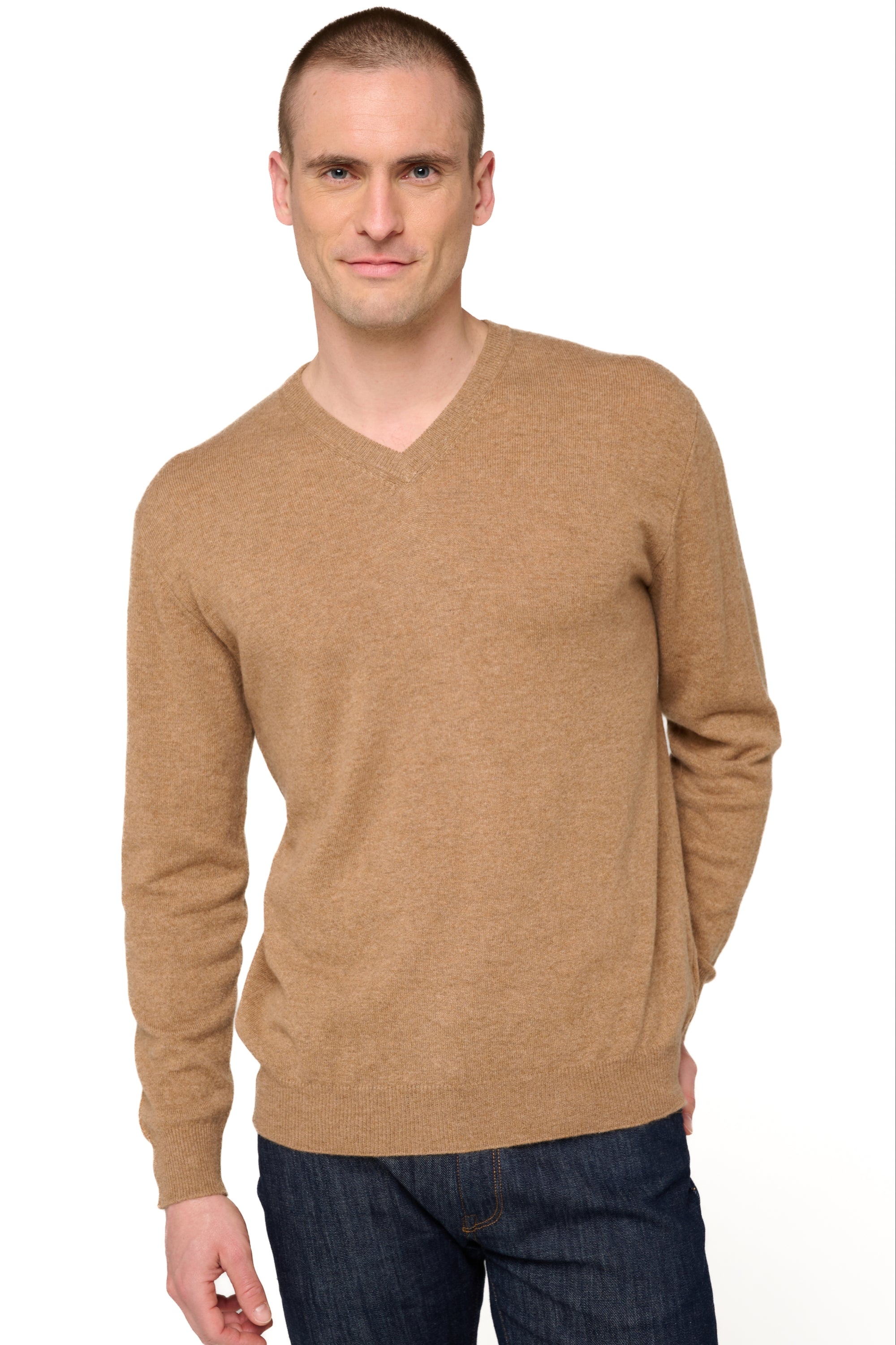 Gaspard men's cashmere - marl camel - Mahogany