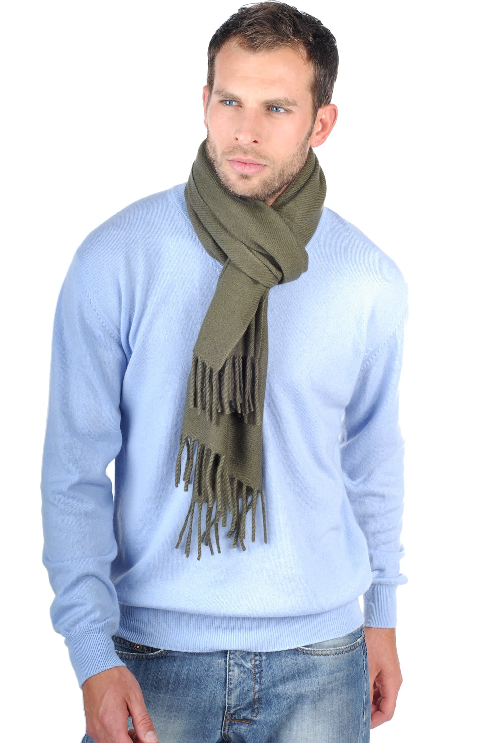 Zak200 men's cashmere jumper - khaki - Mahogany