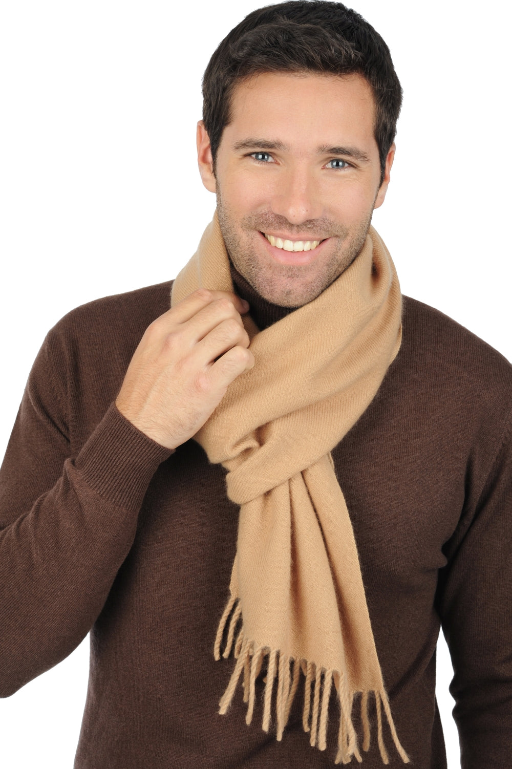 Zak200 men's cashmere jumper - desert camel - Mahogany