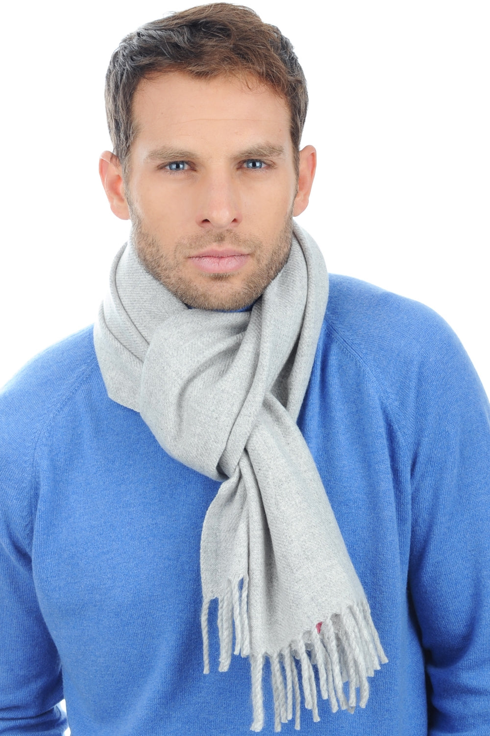 Zak200 men's cashmere jumper - marl flannel - Mahogany