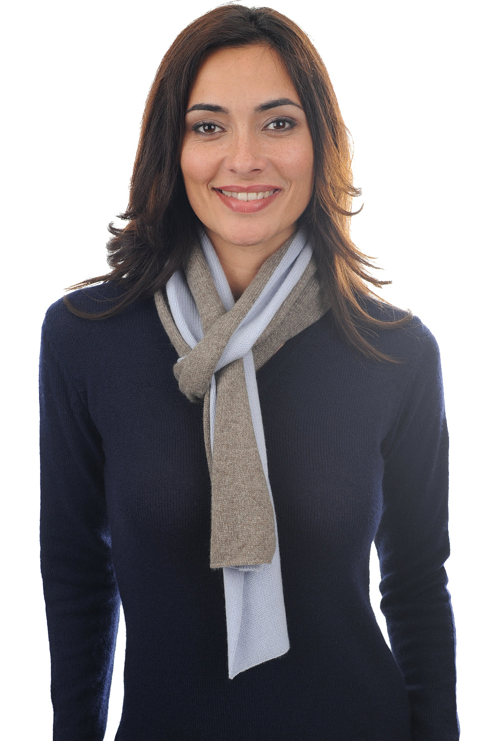Luvo in mixed cashmere and yak - sky blue-natural grey - Mahogany