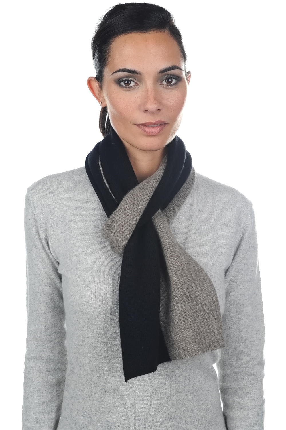 Luvo in mixed cashmere and yak - black-natural marmot - Mahogany