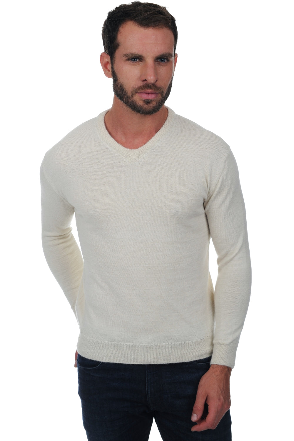Gaspard-Alpaga in baby alpaca for men - ecru - Mahogany