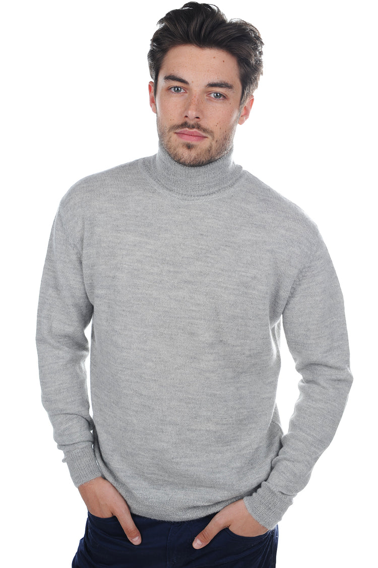 Edgar-Alpaga in baby alpaca for men - heathered flannel - Mahogany