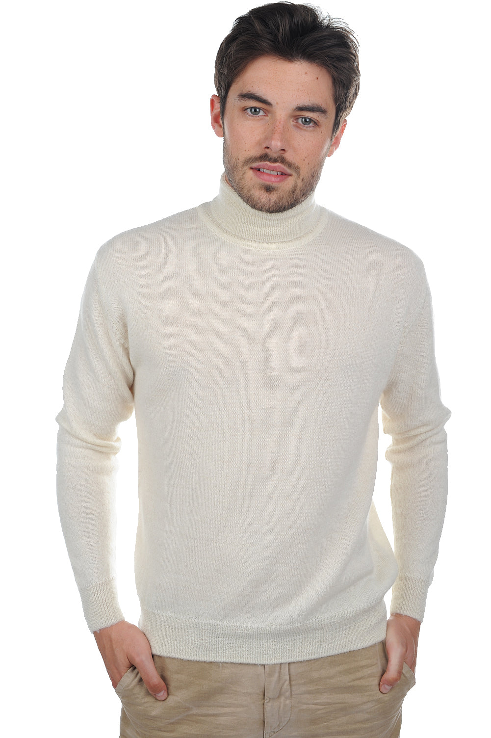 Edgar-Alpaga in baby alpaca for men - ecru - Mahogany