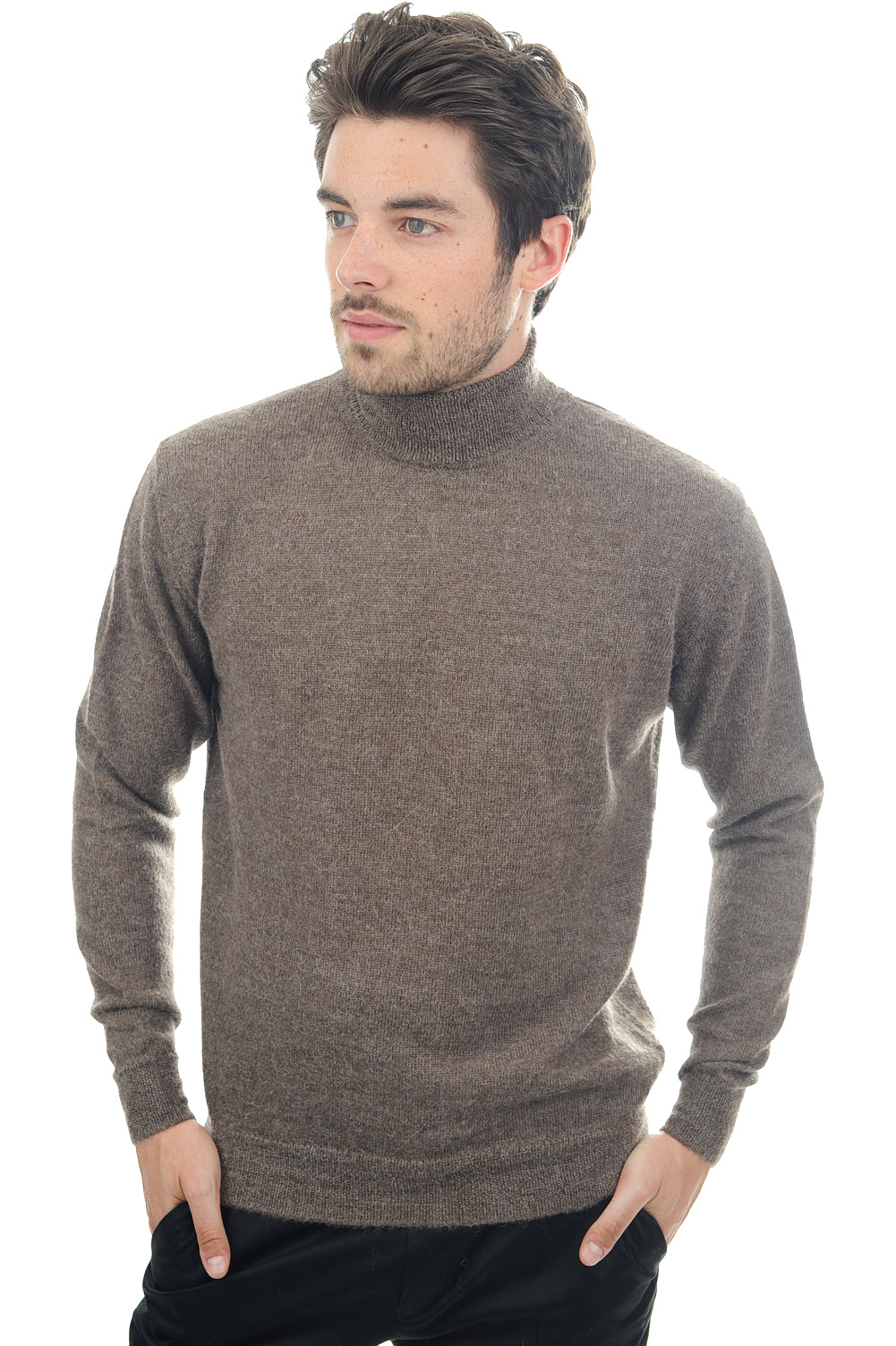 Edgar-Alpaga in baby alpaca for men - natural - Mahogany