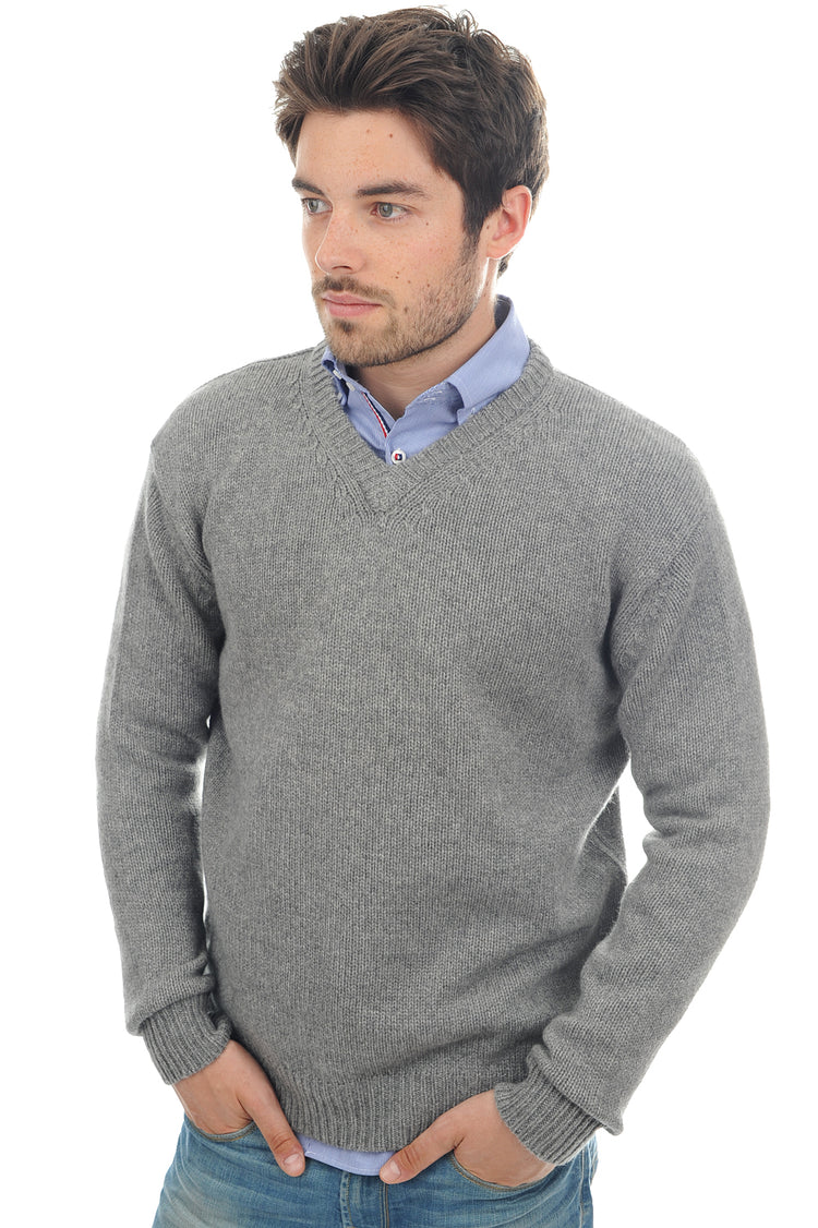 Atman men's cashmere jumper - marl grey - Mahogany