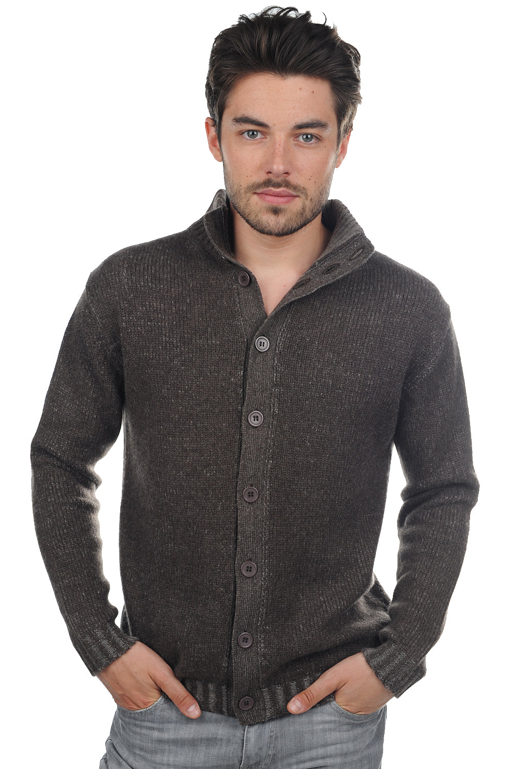 Jo men's cashmere - brown marl-marmotte marl - Mahogany