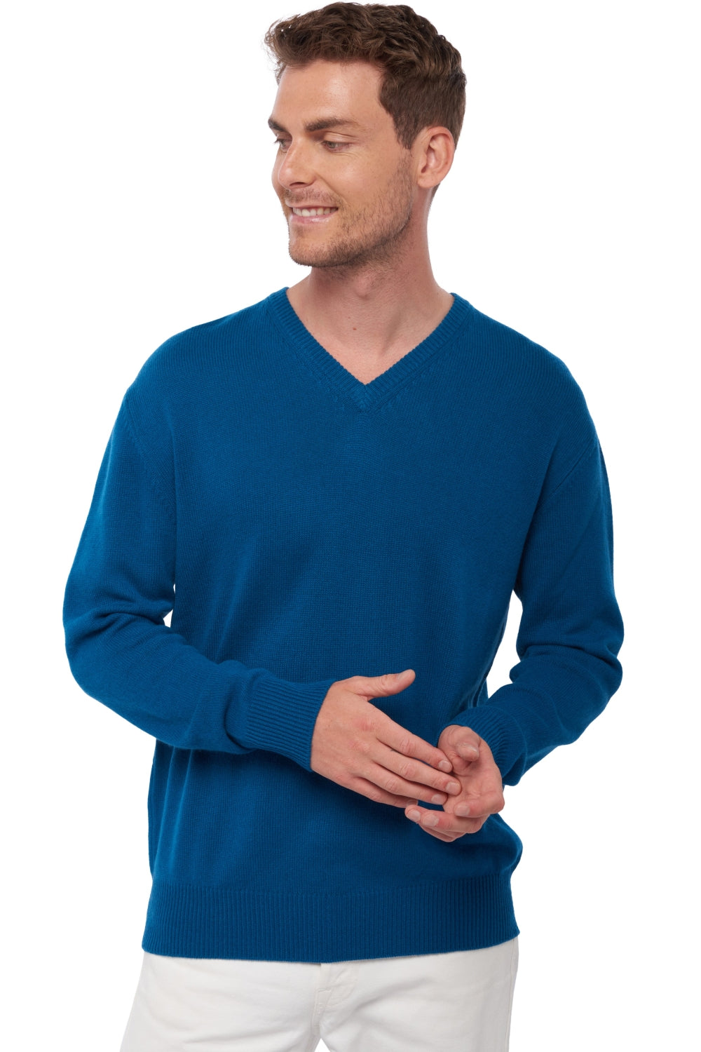 Hippolyte 4F men's cashmere jumper - teal blue - Mahogany