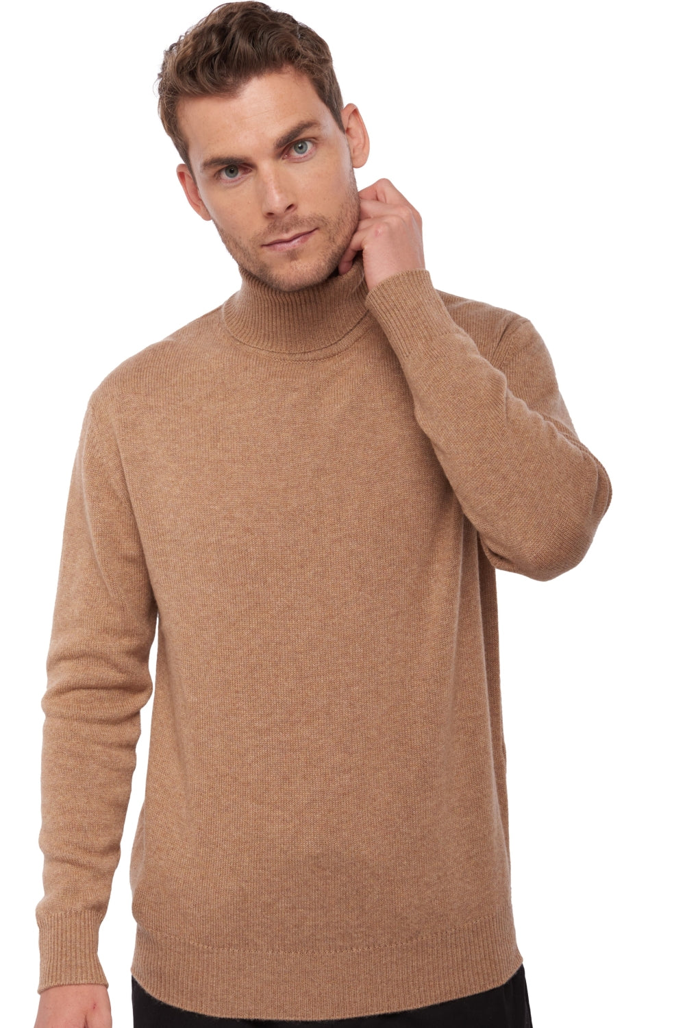 Edgar 4F in cashmere for men - marl camel - Mahogany