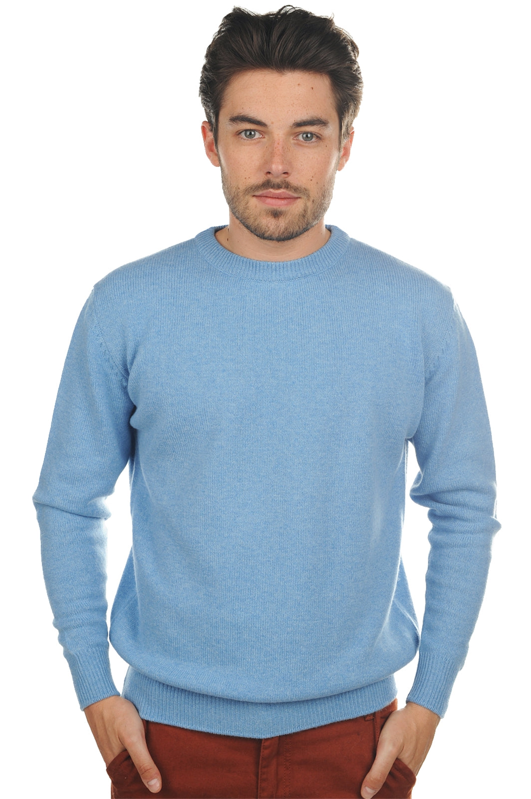 Nestor 4F men's cashmere jumper - marl azure blue - Mahogany