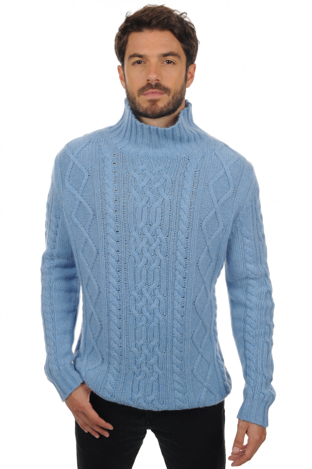 Platon in cashmere for men - flecked azure blue - Mahogany
