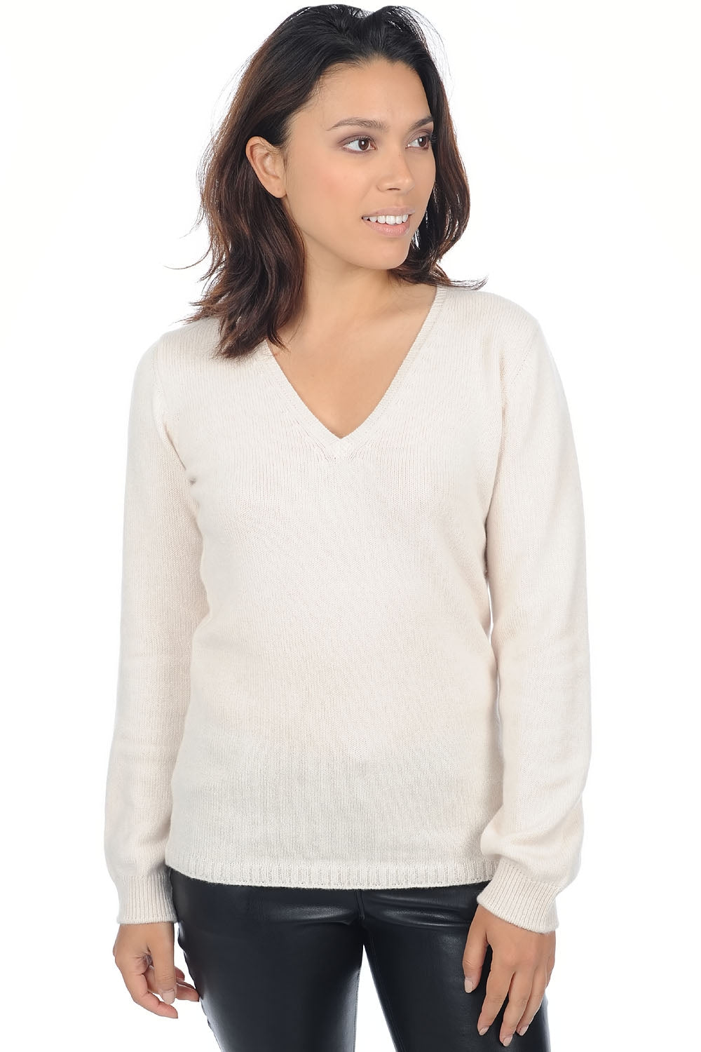 Erine 4F women's cashmere jumper - ecru - Mahogany