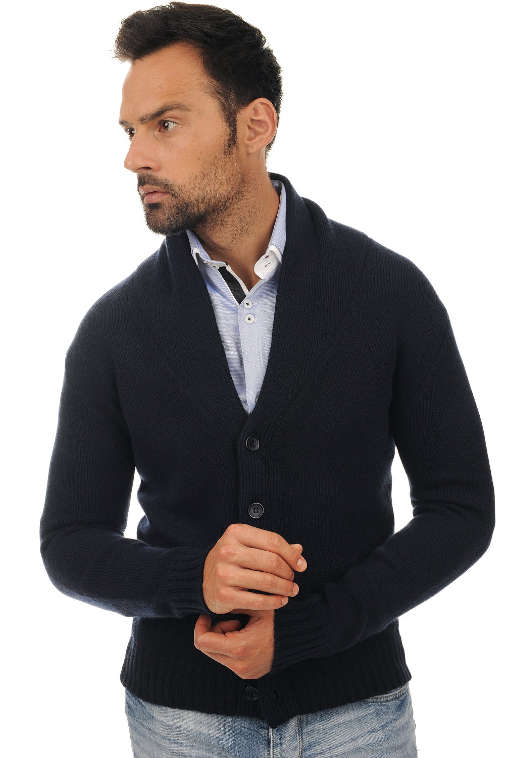 Jovan men's cashmere jumper - dark navy - Mahogany
