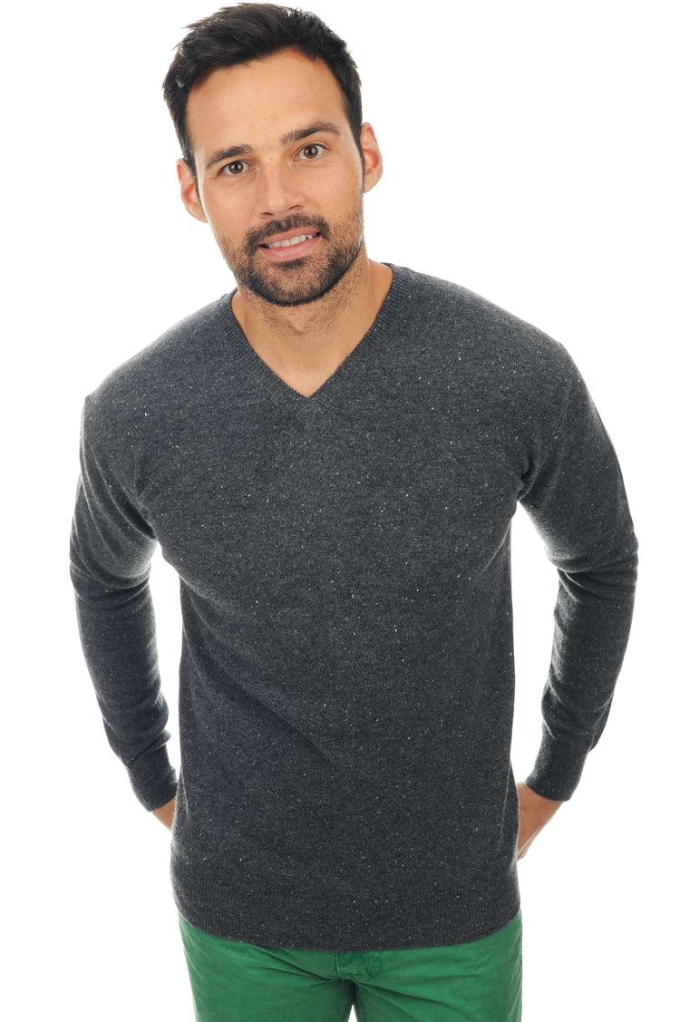 Cashmere jumper, 100% Cashmere, men's, V-neck, fitted cut, long sleeves, regular / 2 and 4 ply, standard knit, Mahogany