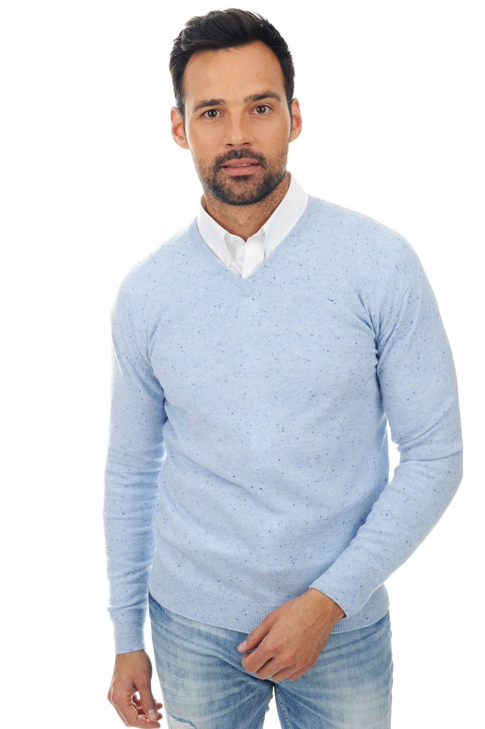 Maddox men's cashmere jumper - light blue - Mahogany