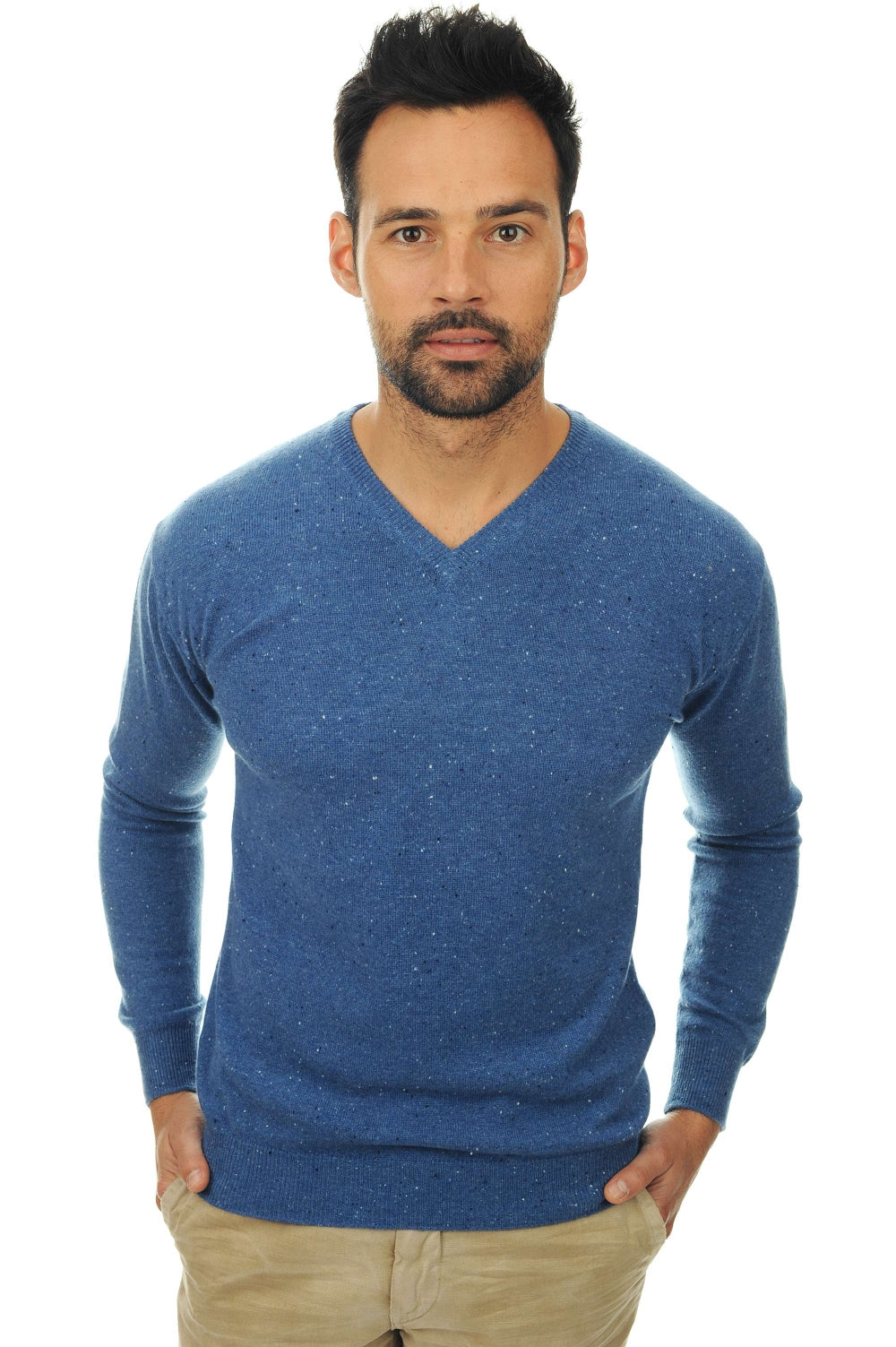 Maddox men's cashmere jumper - Memphis blue - Mahogany