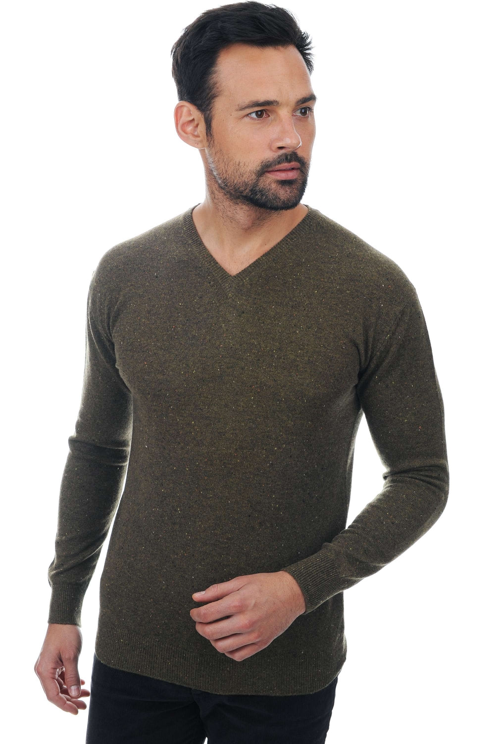 Maddox cashmere men's jumper - military green - Mahogany