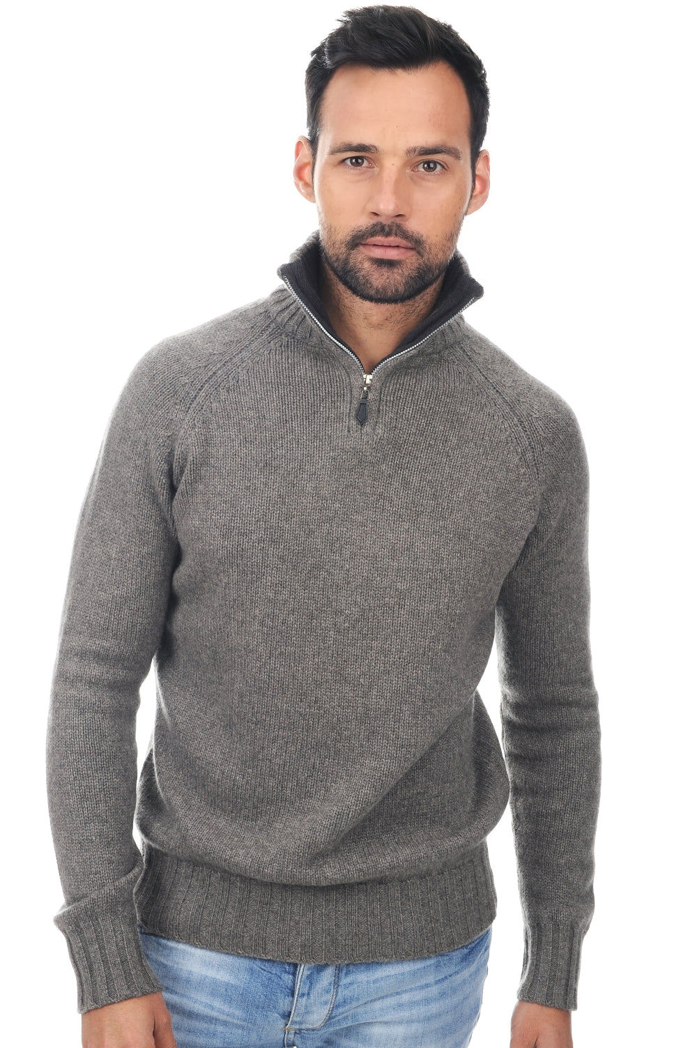 Olivier men's cashmere jumper - marmot / anthracite - Mahogany