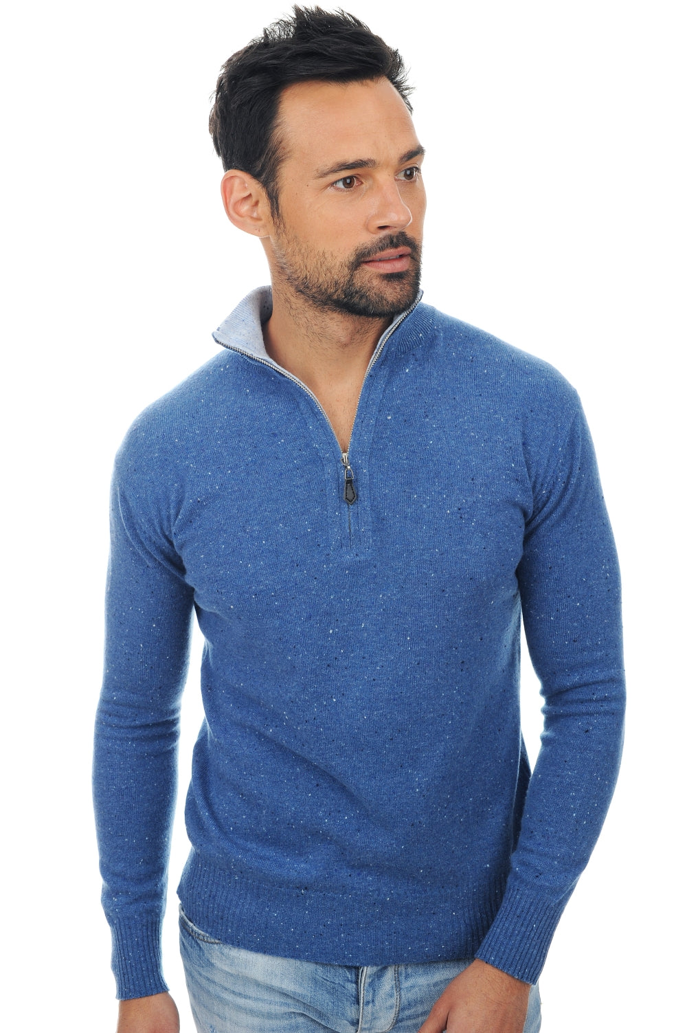 Henri men's cashmere - memphis blue-light blue - Mahogany