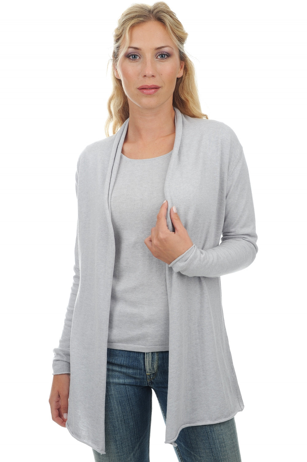 Perlette in cashmere and cotton for women - pearl grey - Mahogany
