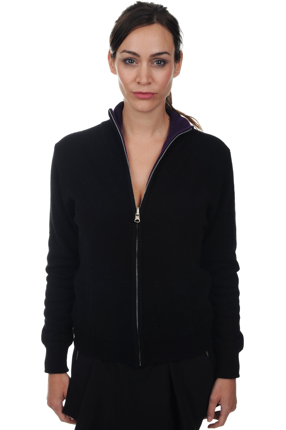 Akemi women's cashmere - black-vivid violet - Mahogany