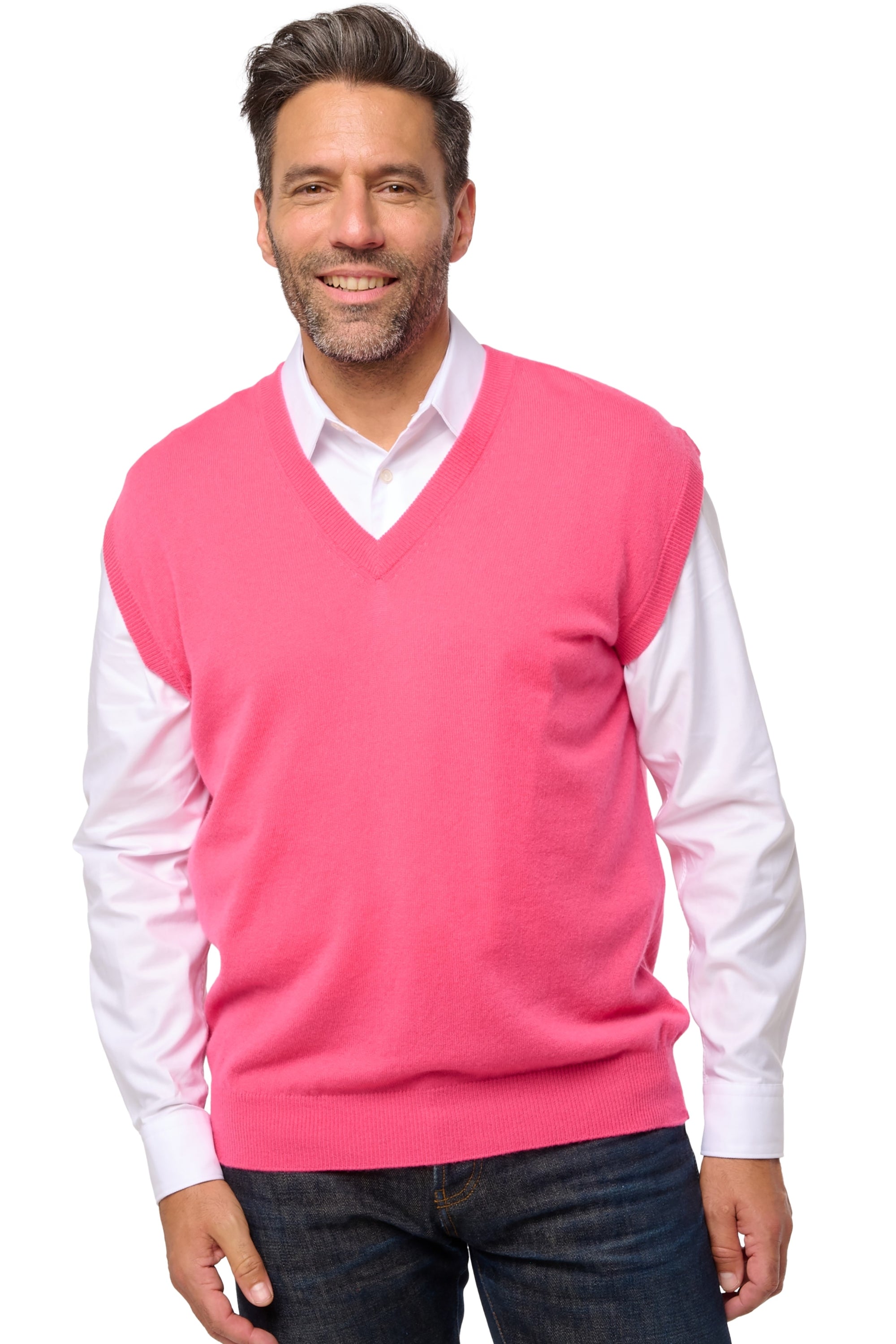 Balthazar men's cashmere jumper - rose shocking - Mahogany
