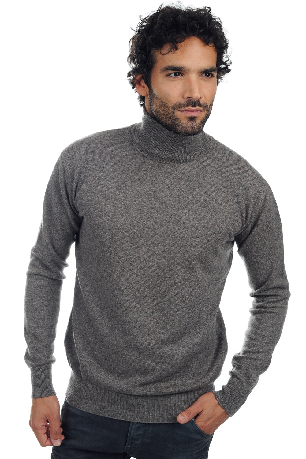Preston men's cashmere - marl marmot - Mahogany