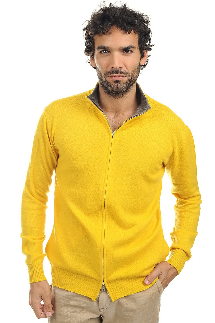 Ronald men's cashmere - sunflower-marmot marl - Mahogany