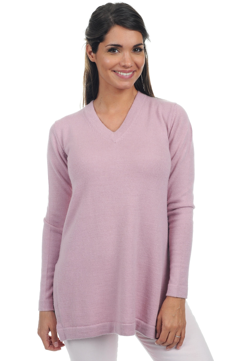 Sydney women's baby alpaca jumper - blotting paper pink - Mahogany