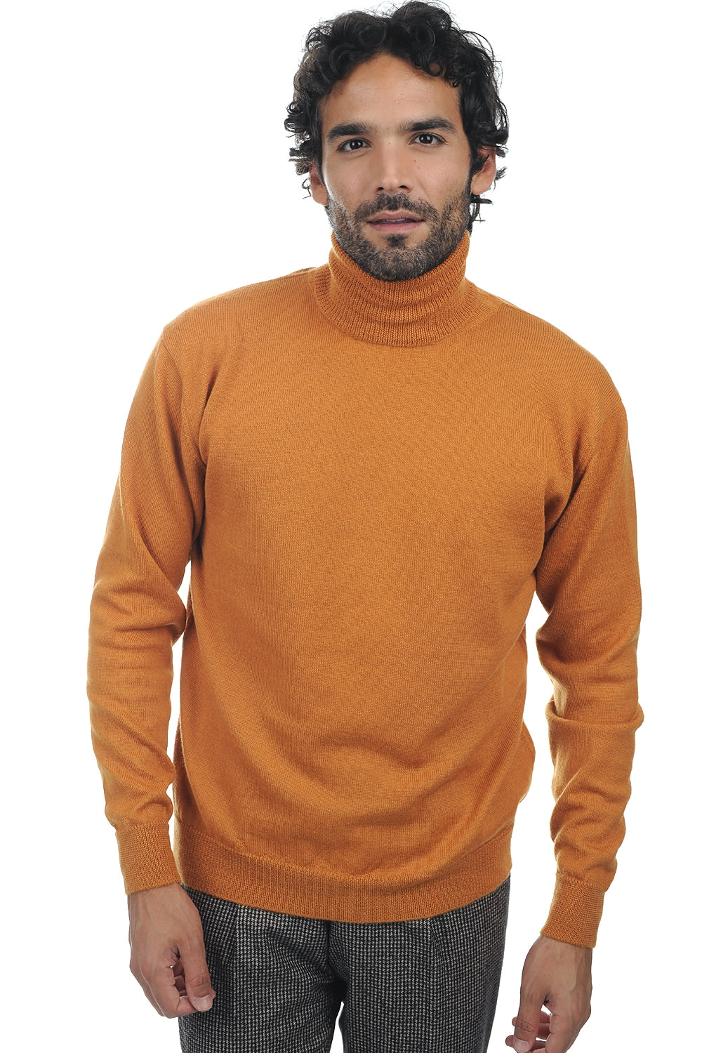 Edgar-Alpaga in baby alpaca for men - saffron - Mahogany