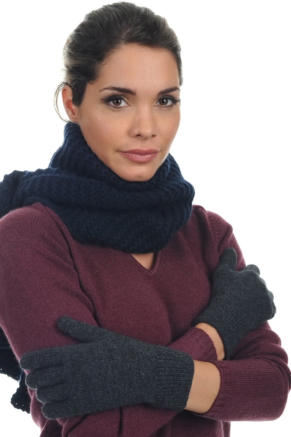 Cashmere glove, 100% Cashmere, women, fine, Mahogany